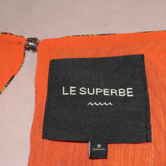 Le Superbe Orange Tropical Palm Print Crosby Ave Long Sleeve Midi Dress - Picture 10 of 11